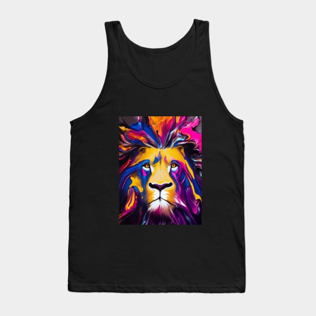 Lion in multi-colored pieces of paint. Tank Top by RulizGi